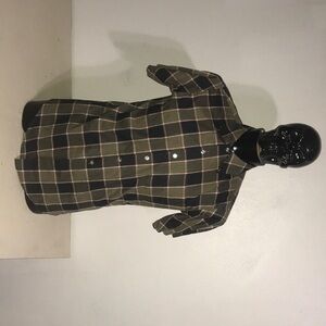 Vintage Sears Men's Casual Plaid Shirt - Olive and Beige